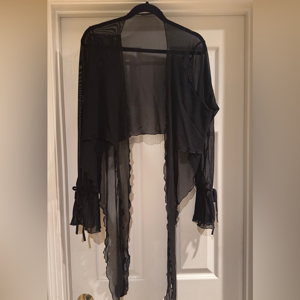 Shein Sheer Black Open-Front Wrap